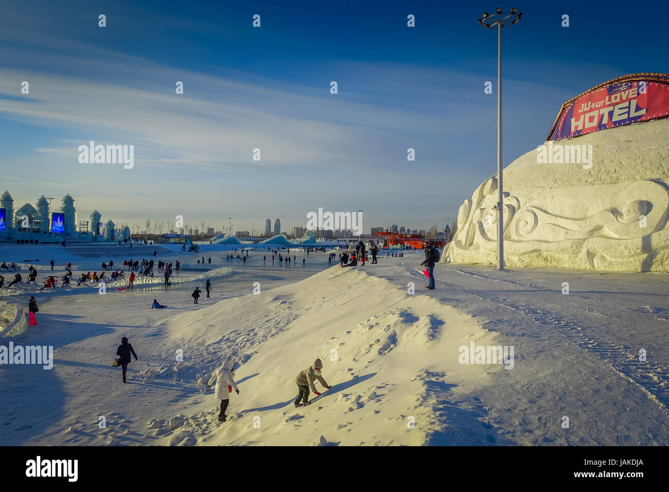 Harbin, China February 9, 2017 Ice sculptures in Harbin Winter