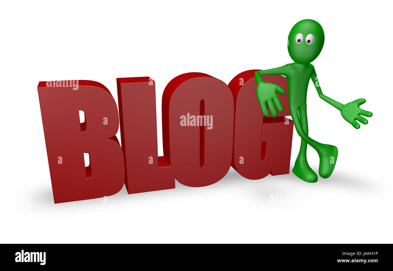 Word Blog Cartoon cartoonfigur und das wort blog - 3d illustration Stock Photo - Alamy