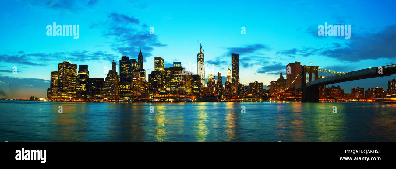 New York City cityscape in the evening at sunset Stock Photo - Alamy