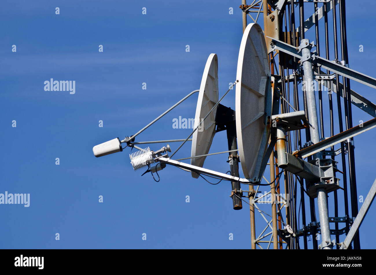 Satellite Dishes on Communications Tower Stock Photo Alamy