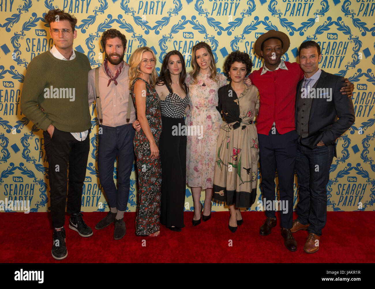 New York, United States. 06th June, 2017. John Reynolds, Charles Rogers, Meredith Hagner, Lilly Burns, Sarah-Violet Bliss, Alia Shawkat, Brandon Michael Hall, Brett Weitz attend Search Party comedy by TBS at McKittrick Hotel Credit: Lev Radin/Pacific Press/Alamy Live News Stock Photo