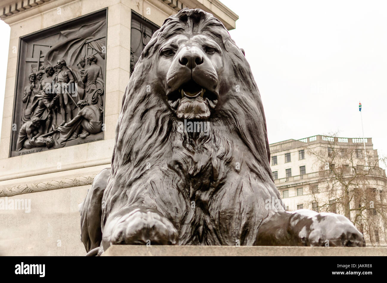 Lion Statue at Trafalgar Square, London, UK Stock Photo Alamy
