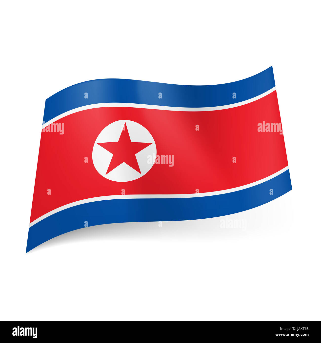 National Flag Of North Korea Red Star In White Circle On Red