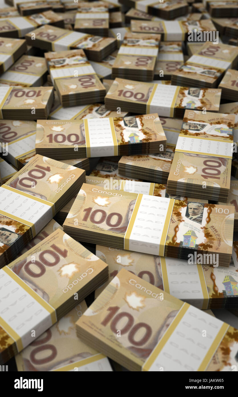 stacks of canadian 100 dollar bills