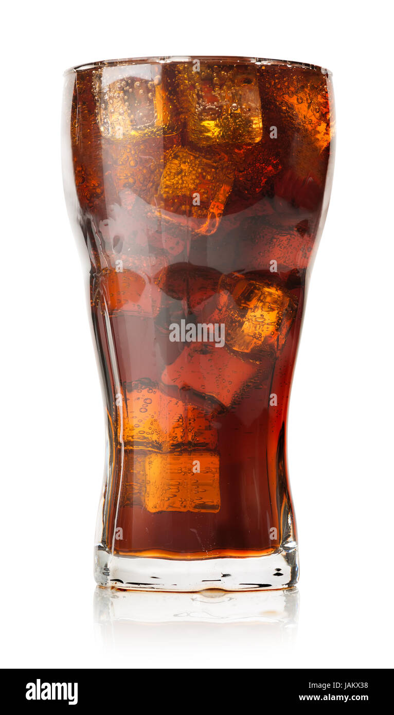 Cola with ice cubes isolated on white background Stock Photo - Alamy
