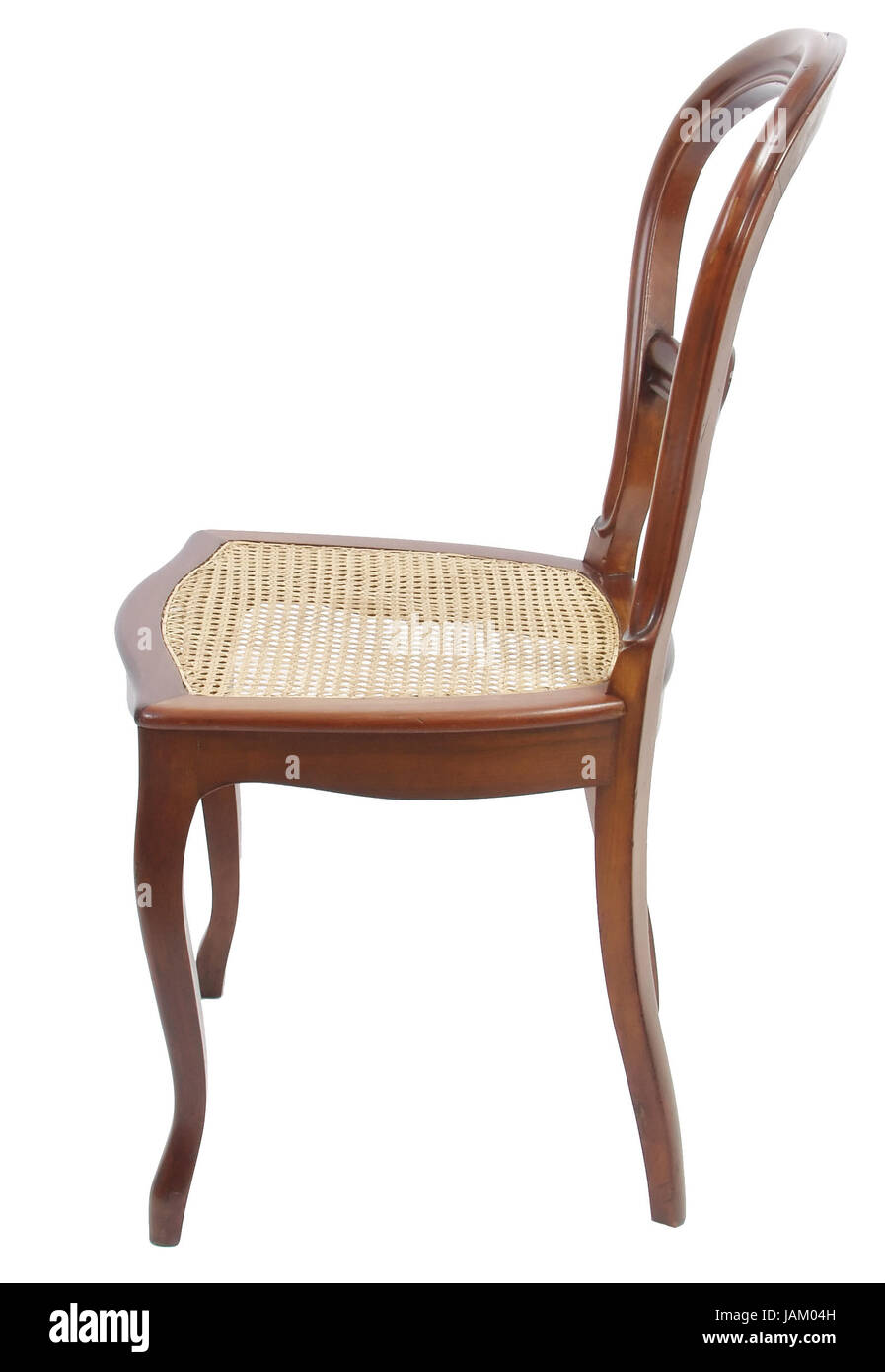 Antiker Stuhl Mit Bespannung Vor Weissem Hintergrund Stock Photo Alamy