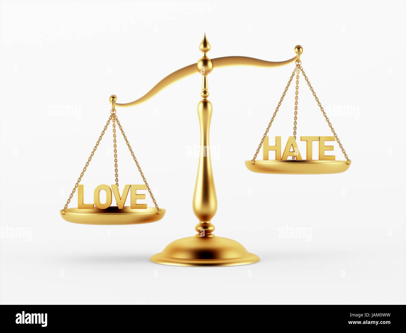 Love and Hate Justice Scale Concept isolated on white background Stock ...