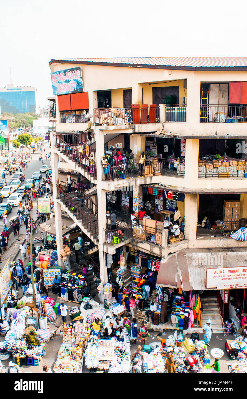commercial building with vendors, Accra, Ghana Stock Photo Alamy