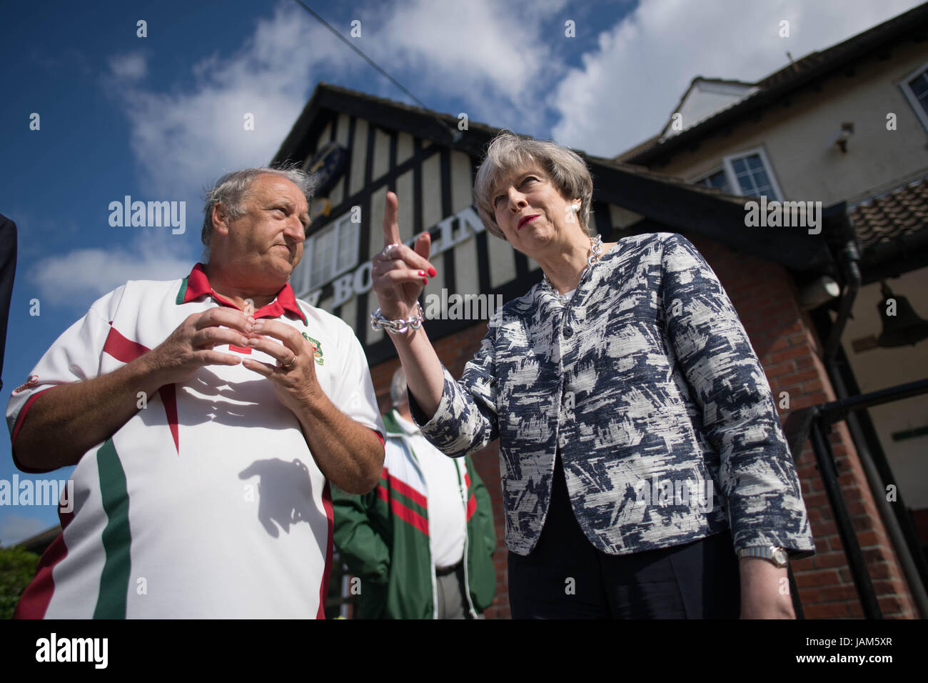 Prime Minister Theresa May visits Atherley Bowling Club in Southampton, while on the General Election campaign trail. Stock Photo