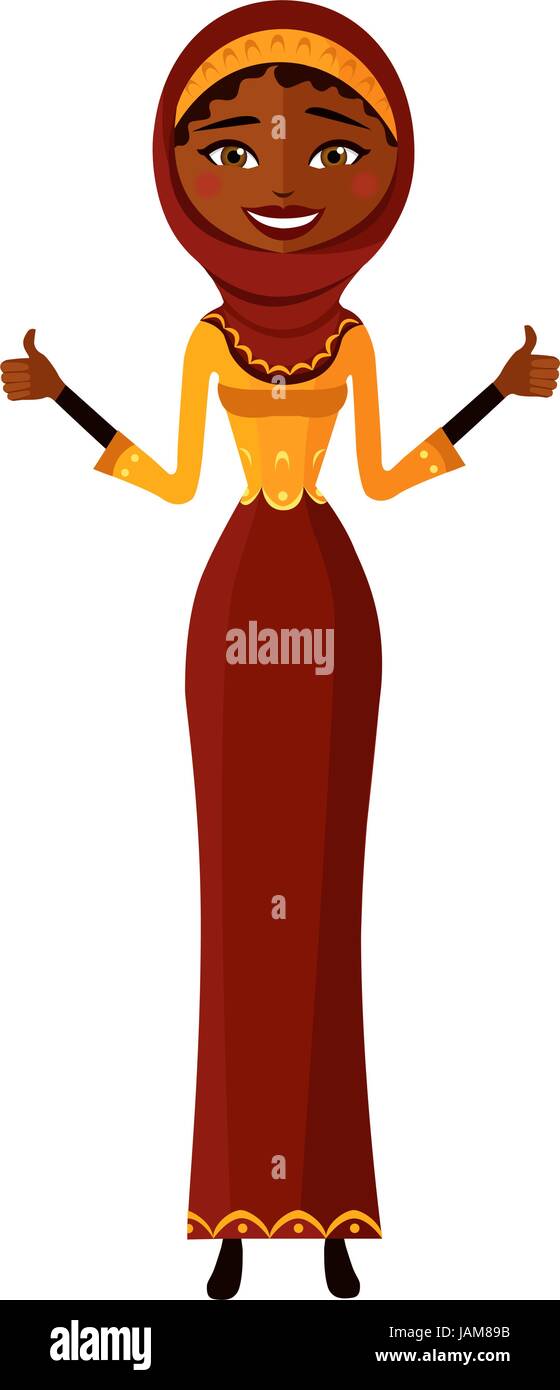 Young arab iran business woman smiling making thumbs up sign with both hands. Stock Vector