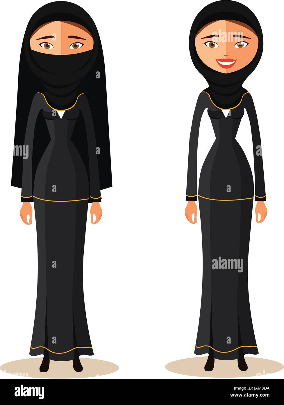 muslim arab woman in a hijab. Arab people character flat cartoon vector illustration. Eps10. Isolated on a white background. Stock Vector