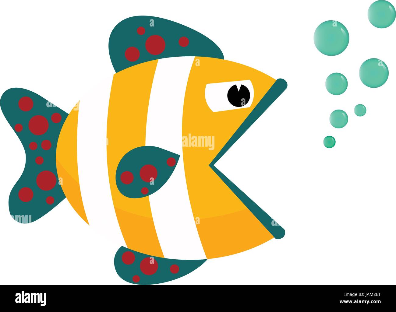 Cute cartoon fish blowing bubbles Stock Vector Images Alamy