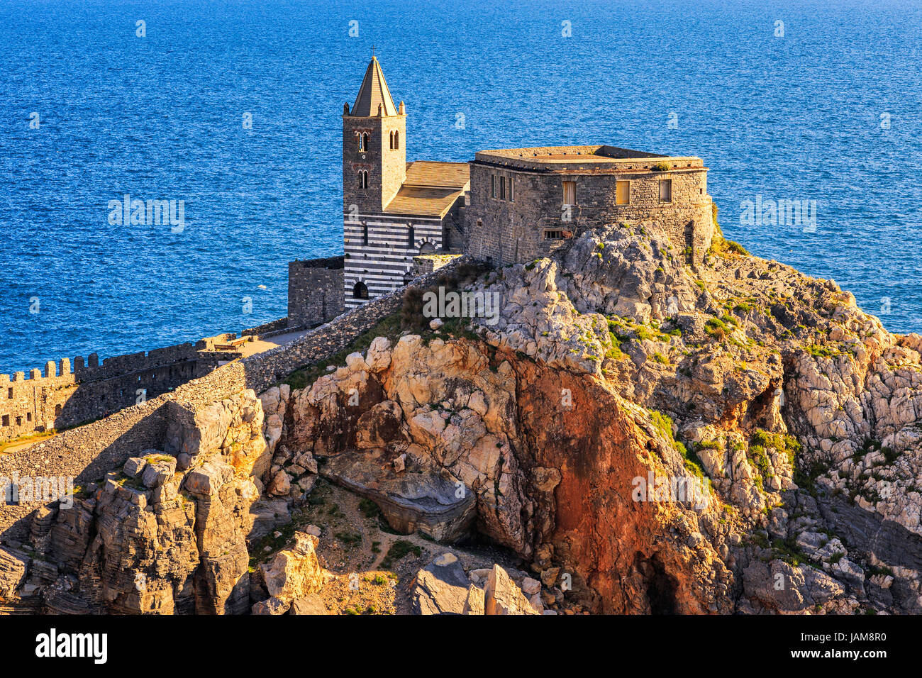 Portovenere San Pietro Church. Five lands, Cinque Terre, Liguria Italy Europe. Stock Photo