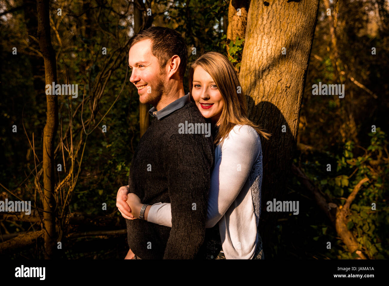 Love couple hugging in nature hi-res stock photography and images - Alamy