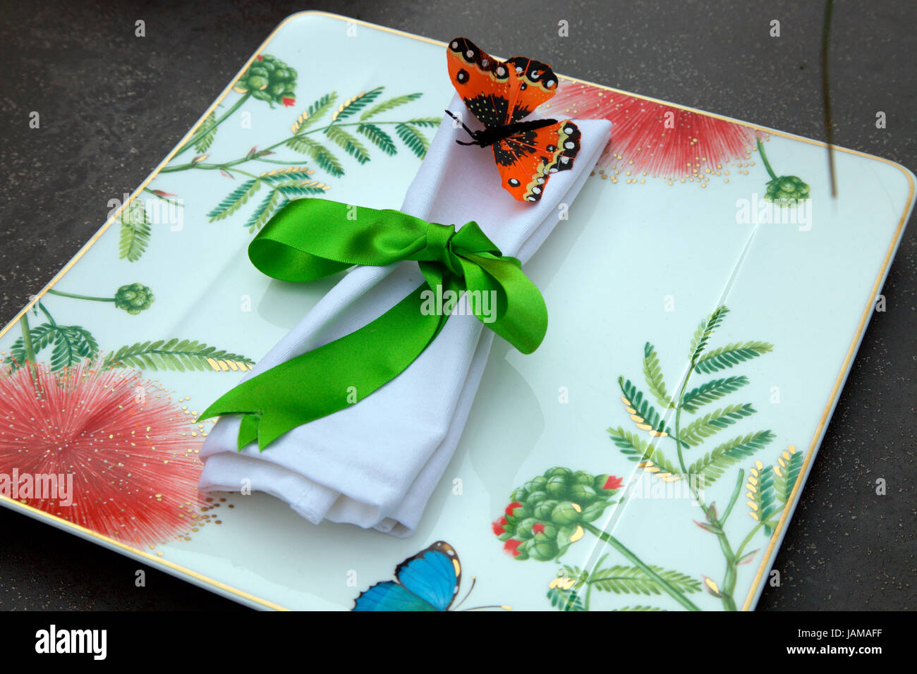 Stylish table setting at the Chelsea Flower Show 2017 Stock Photo