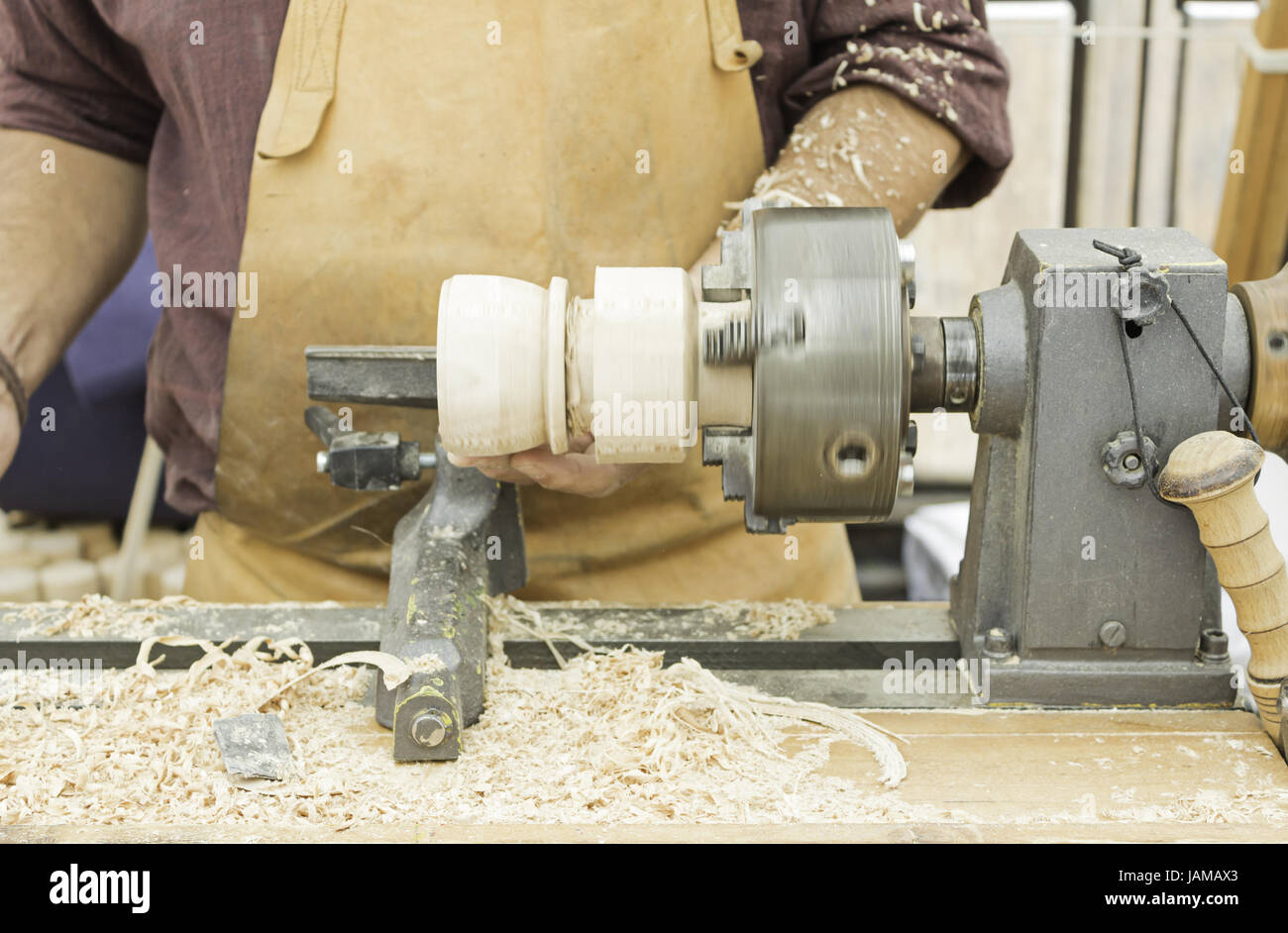 Wood turner crafting, carpentry and joiner Stock Photo - Alamy