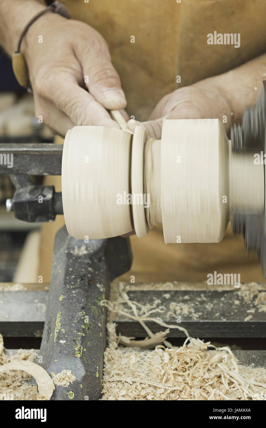 Wood turner crafting, carpentry and joiner Stock Photo - Alamy