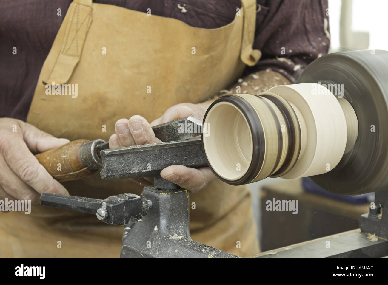 Wood turner crafting, carpentry and joiner Stock Photo - Alamy