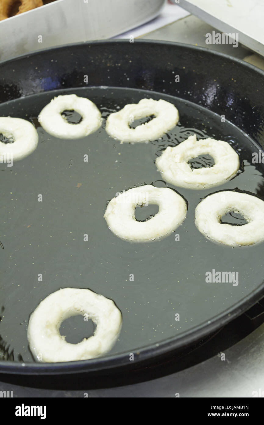 Pan fried cake donuts in the grocery market, sweet Stock Photo Alamy