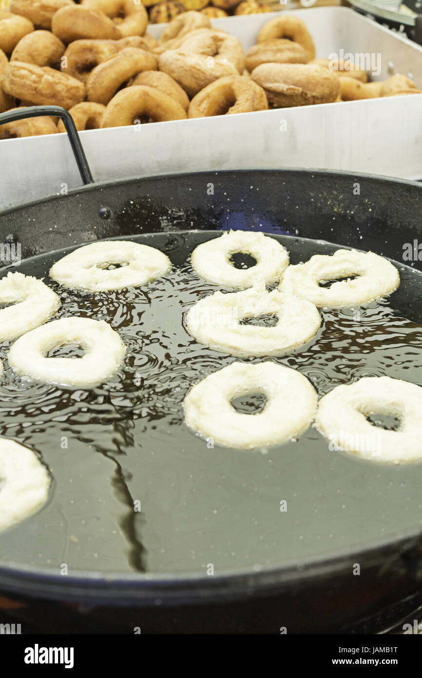 Pan fried cake donuts in the grocery market, sweet Stock Photo Alamy