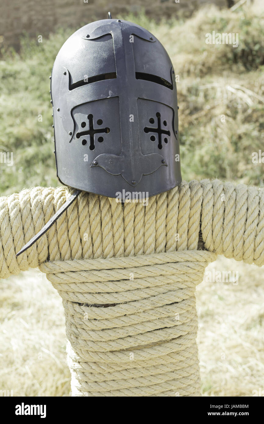 Mannequin medieval soldier in armor, celebration and event Stock Photo