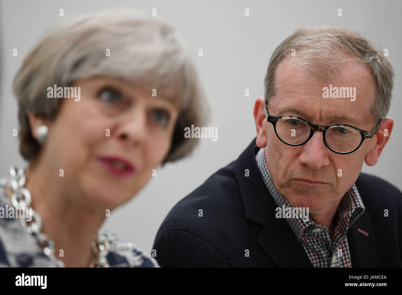 prime-minister-theresa-may-and-her-husband-philip-meet-staff-at-a