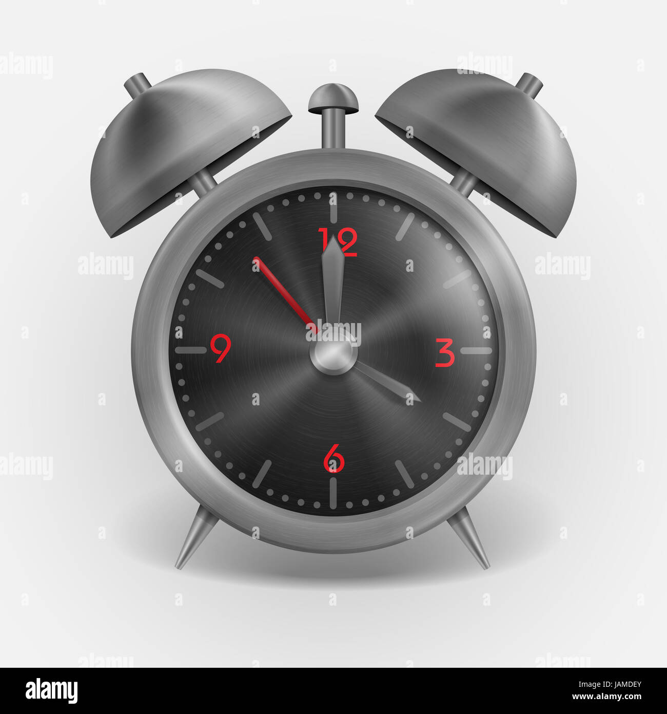 Metal Classic Style Alarm Clock. Vector Illustration. Eps 10 Stock