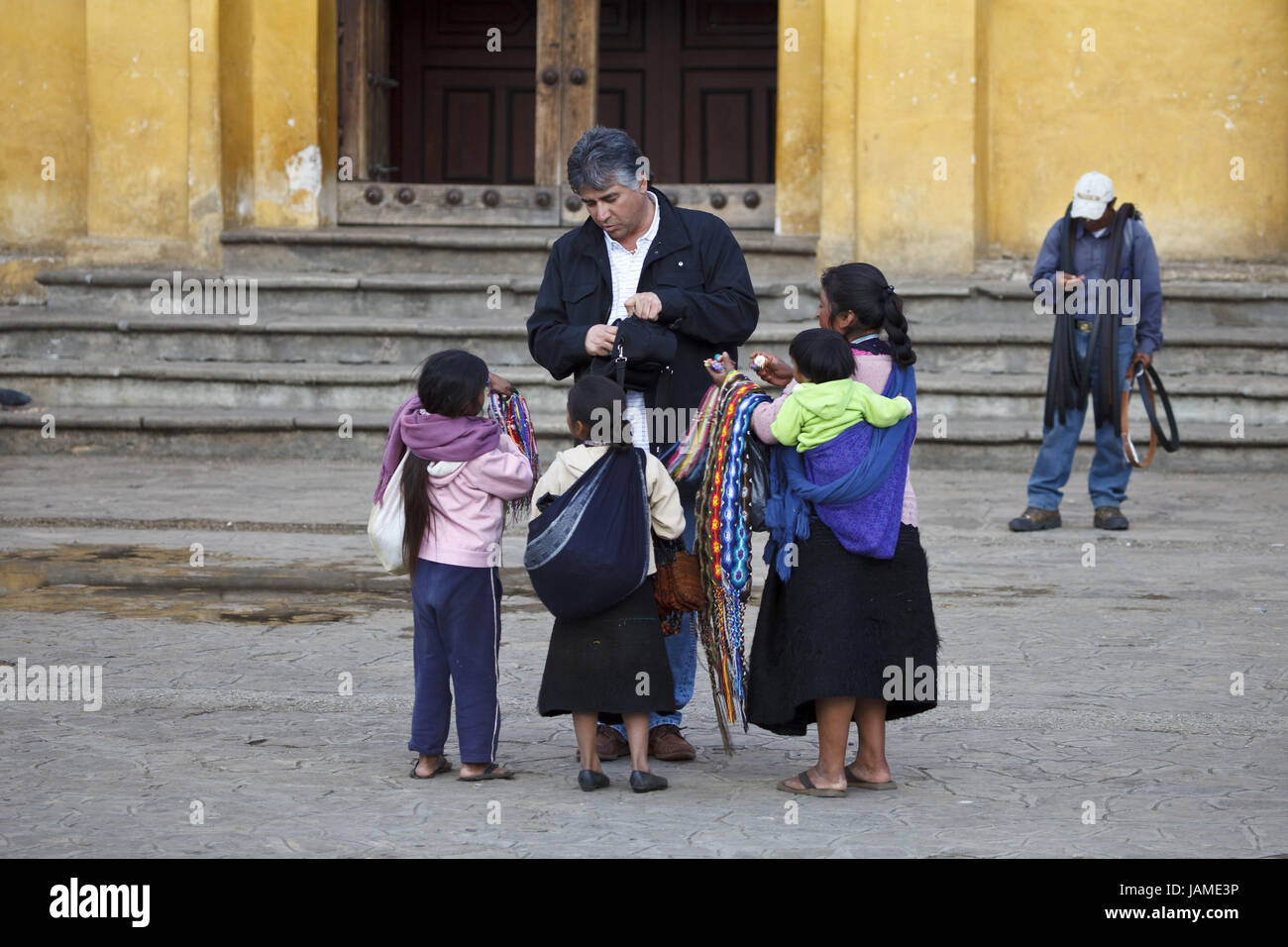 Mexico,Chiapas,San Cristobal de read Casas,woman,children,Maya,souvenir sales,tourist, Stock Photo