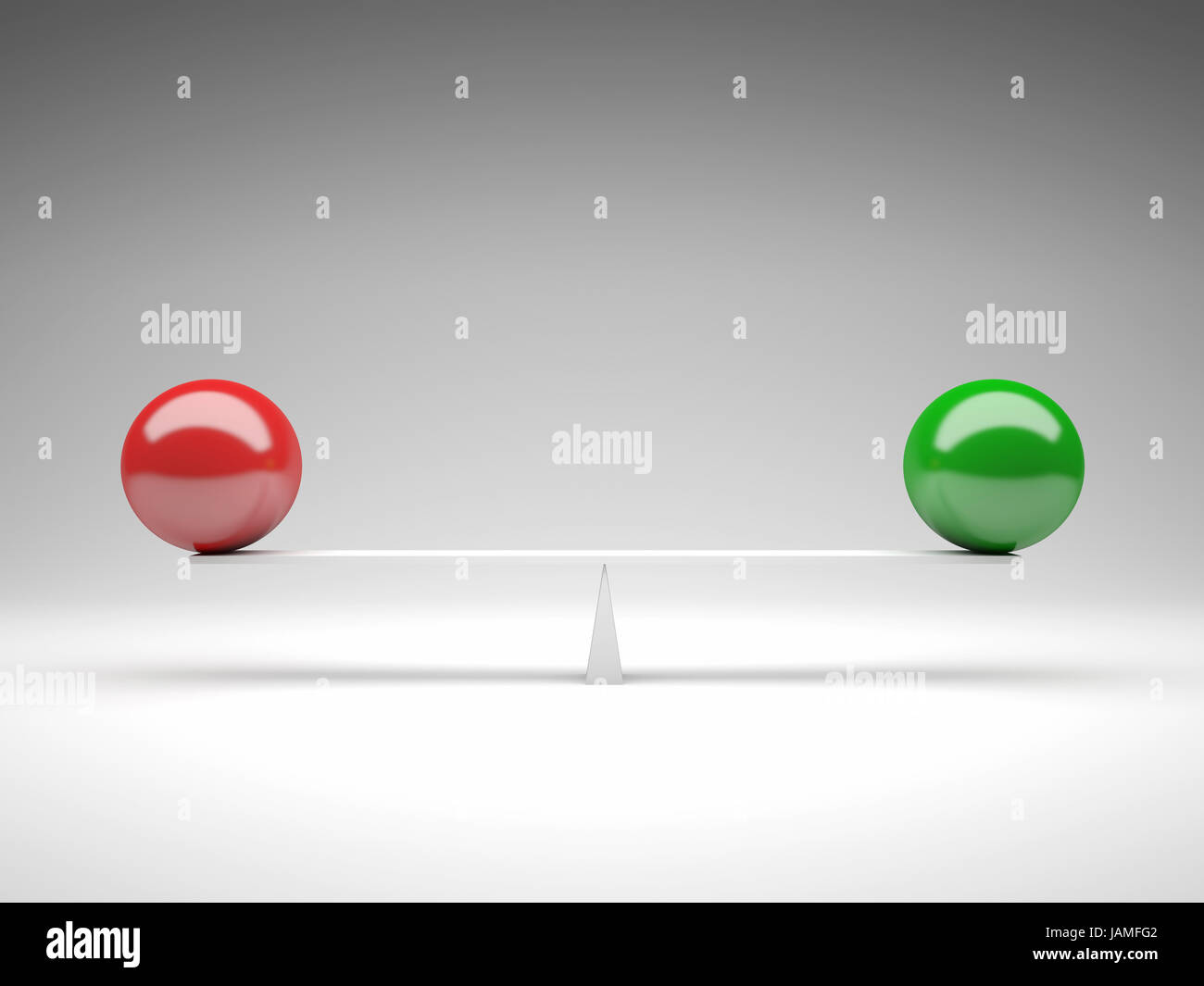 3d image of green and red ball on balance Stock Photo - Alamy