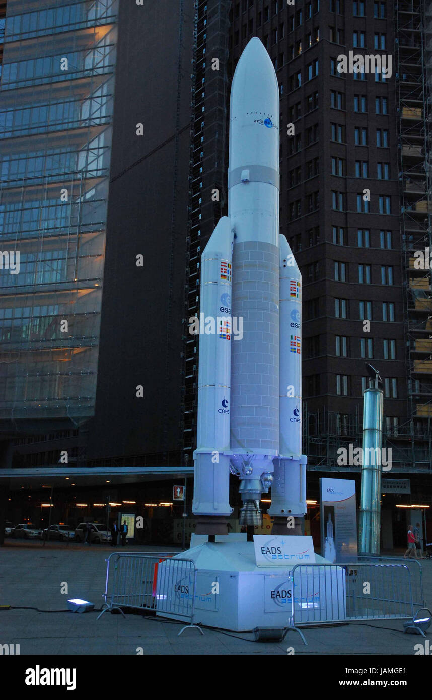 Germany,Berlin,Potsdam square,Ariane Rakete,model, Stock Photo