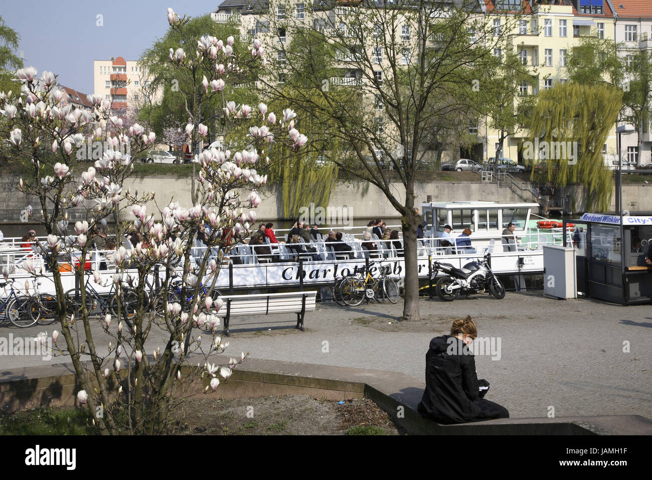 Germany,Berlin,Charlottenburger shore,bank,the Spree, Stock Photo