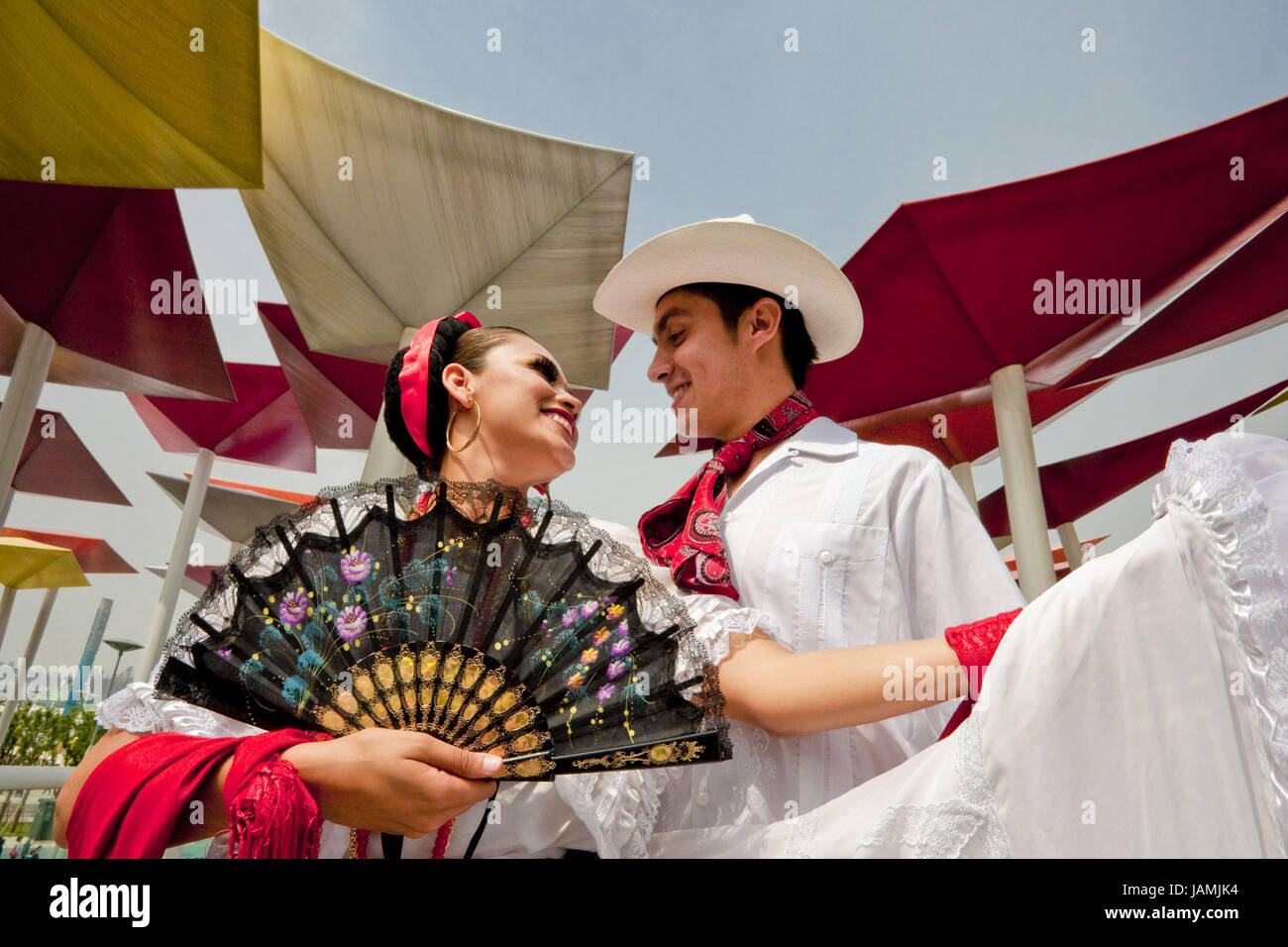 China,Shanghai,Expo in 2010,Mexican pavilion,dance couple, Stock Photo