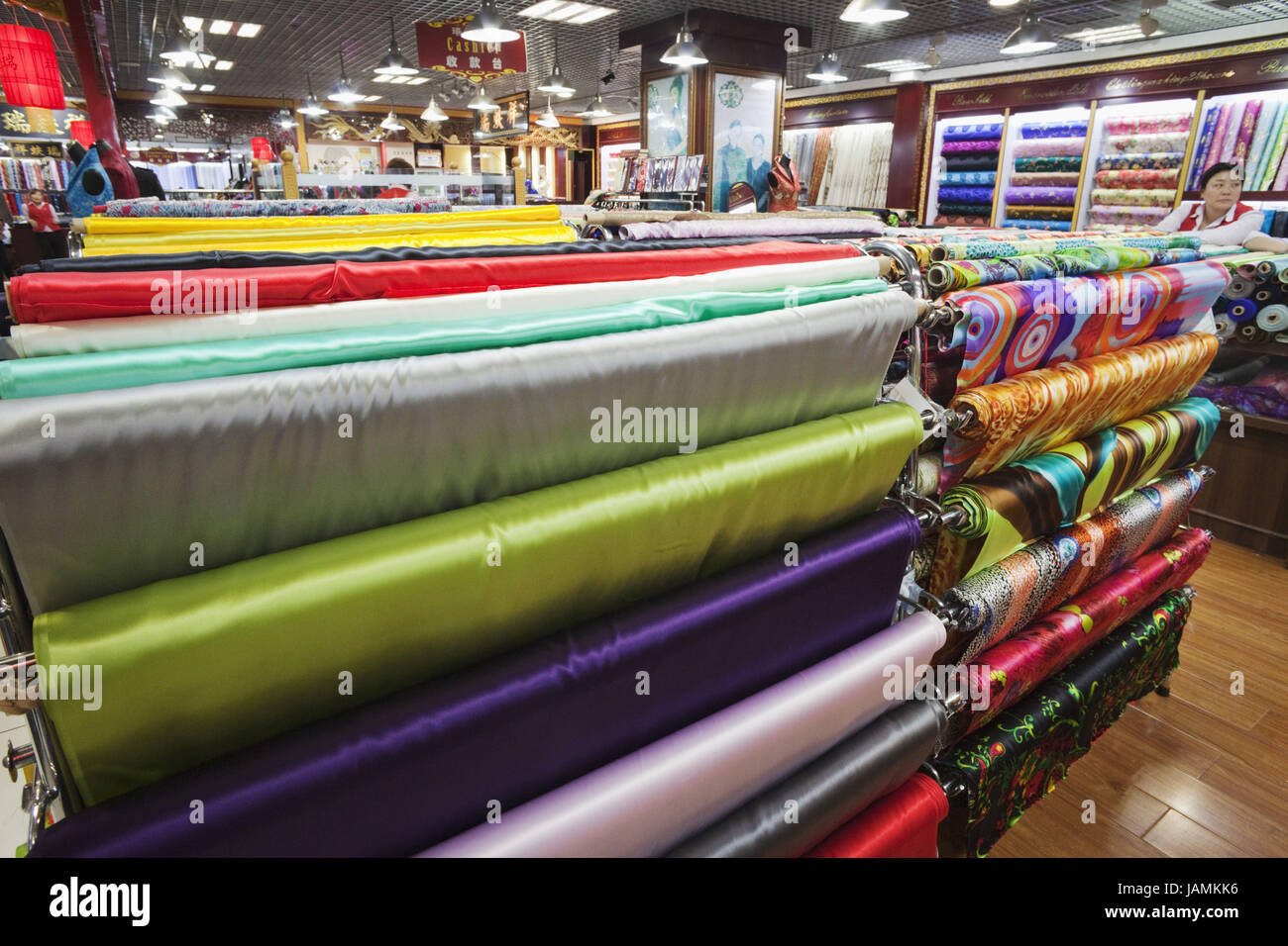 China,Peking,silk market,substances,silk,sales, Stock Photo