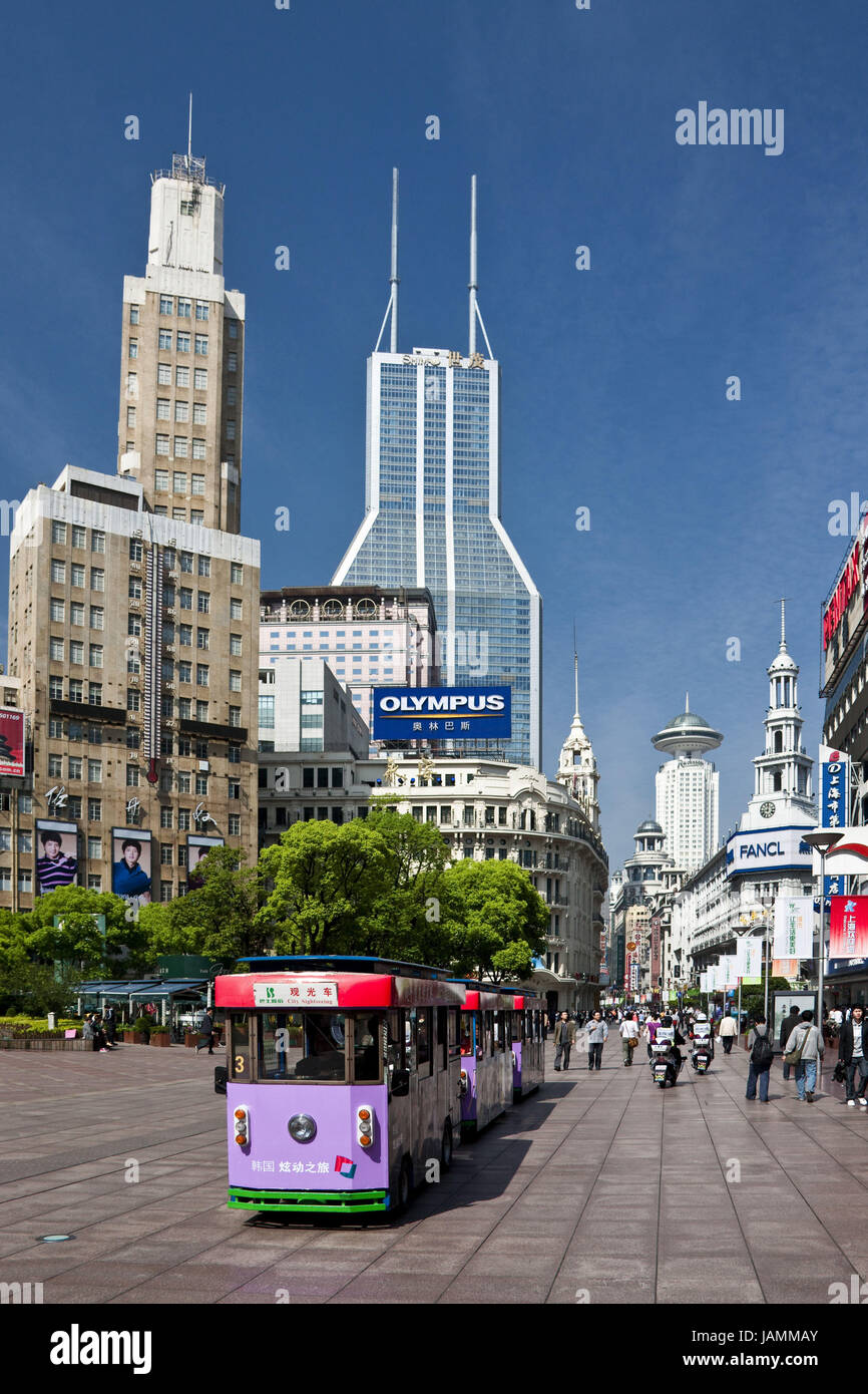 China,Shanghai,Nanjin Lu street,trajectory,passer-by, Stock Photo