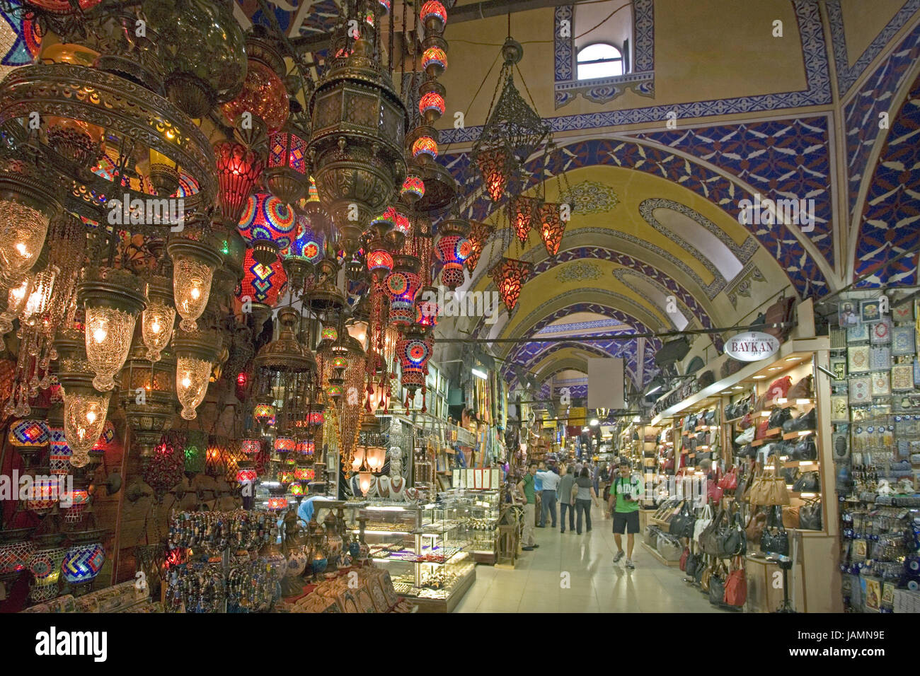 Turkey,Istanbul,Grand Bazaar,sales,lamps,no model release,town,city,metropolis,port,culture,place of interest,building,bazaar,shops,shopping street,market,person,locals,tourists,shopping,architecture,lamp business,differently, Stock Photo