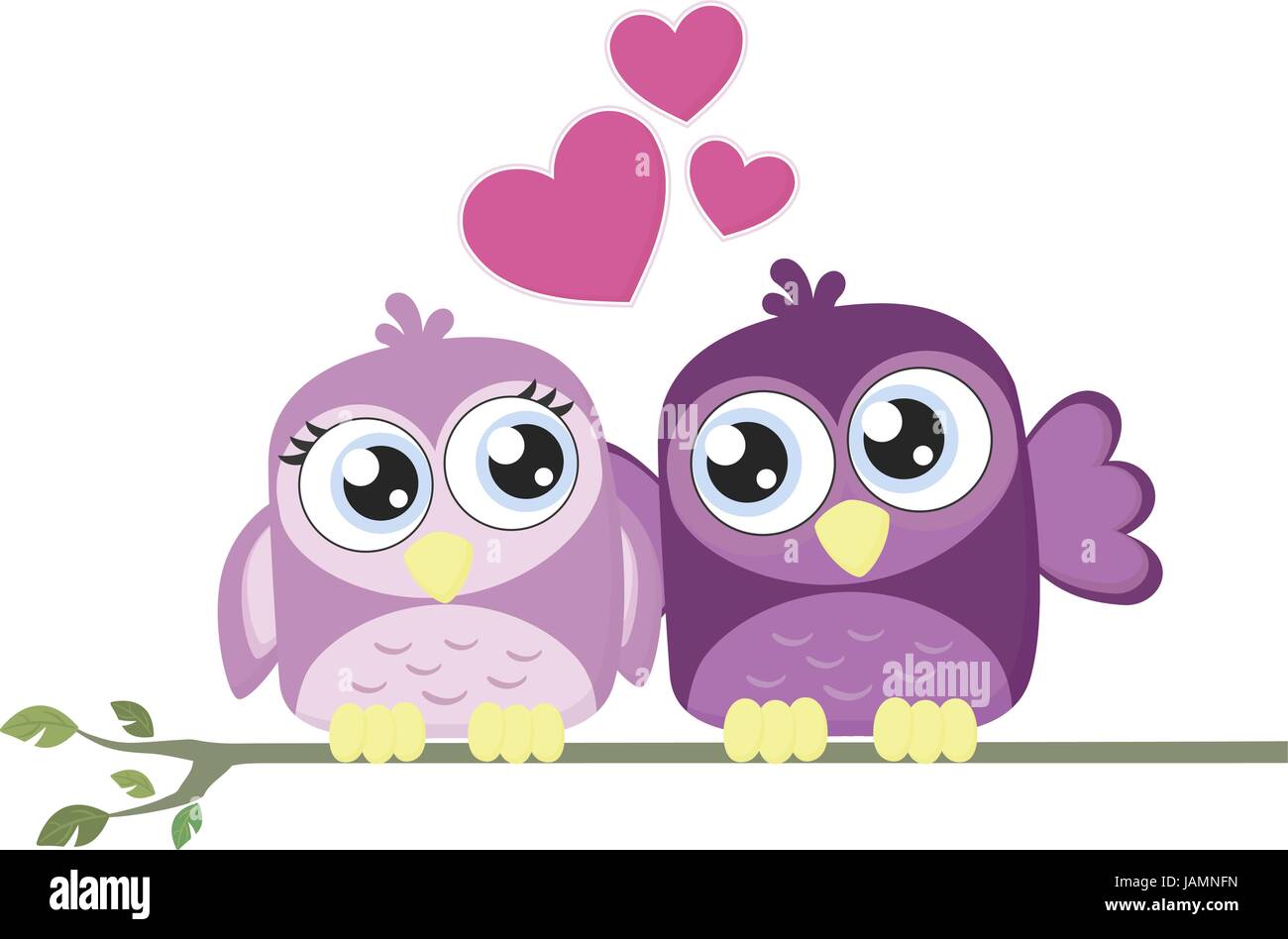 cute couple of loving birds isolated on white background Stock Vector ...