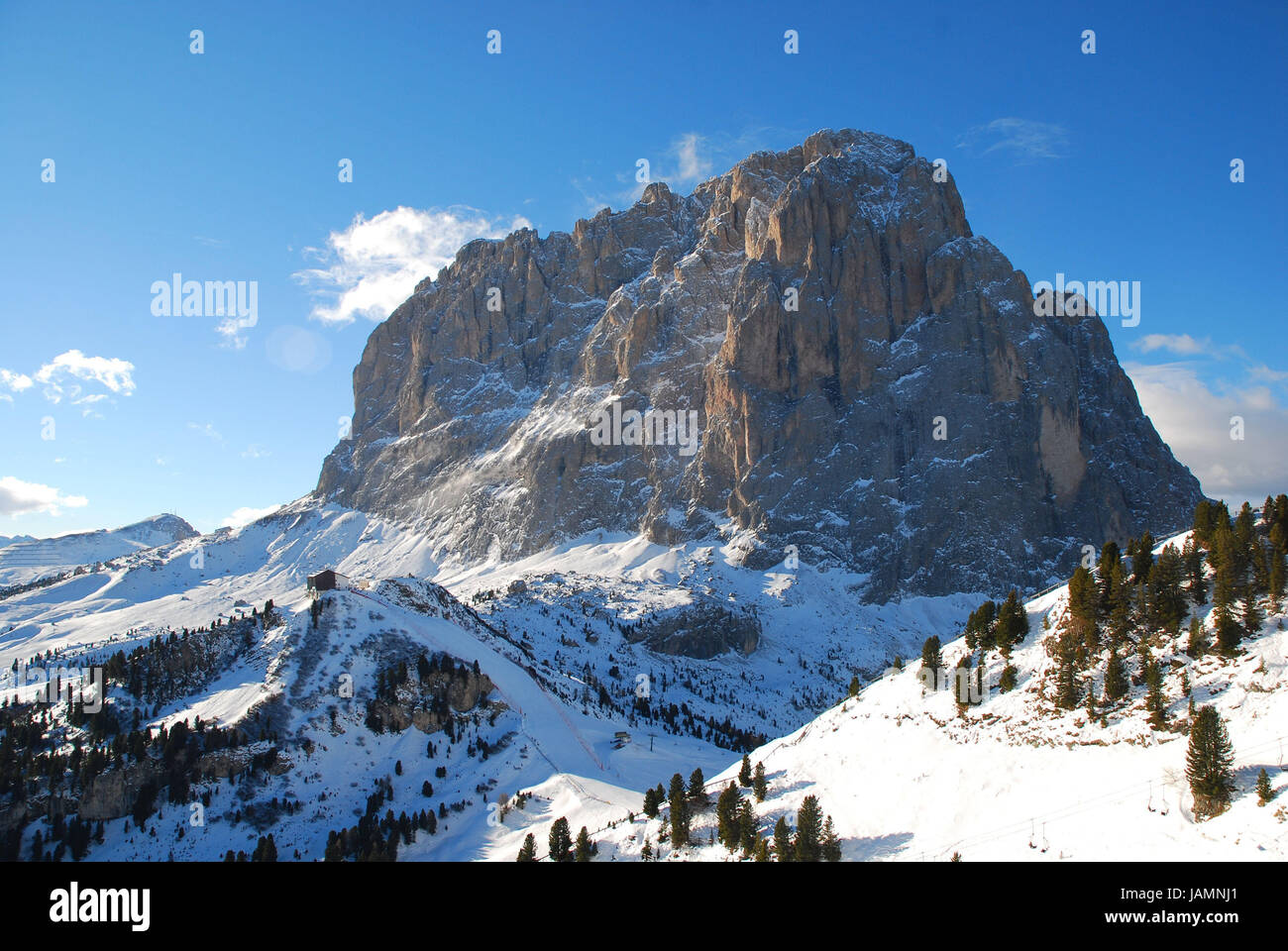 Italy,South Tirol,Grödnertal,St. Christina,Langkofel,winter,alps ...
