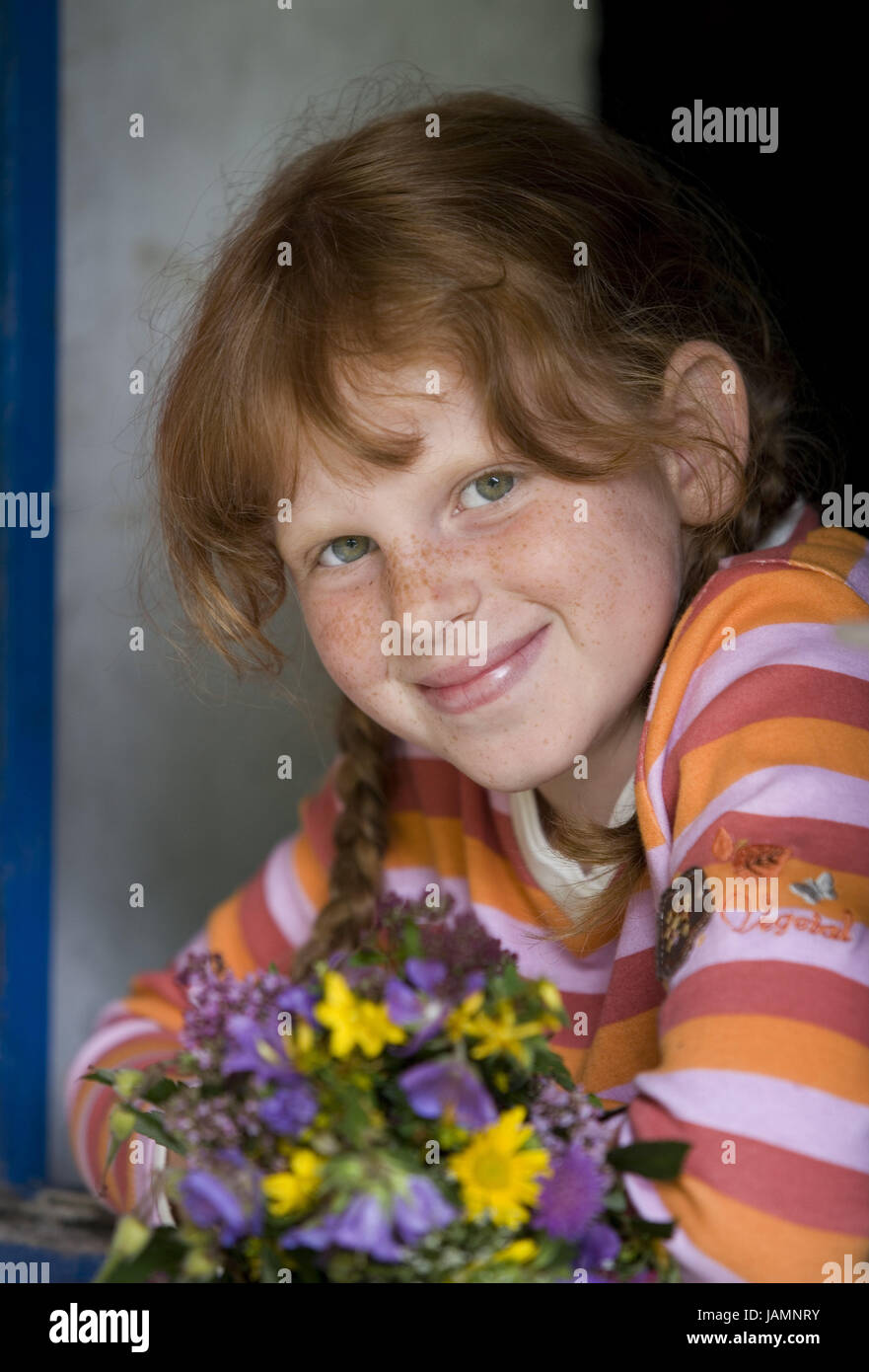 Girls freckles smile portrait model hi-res stock photography and images ...