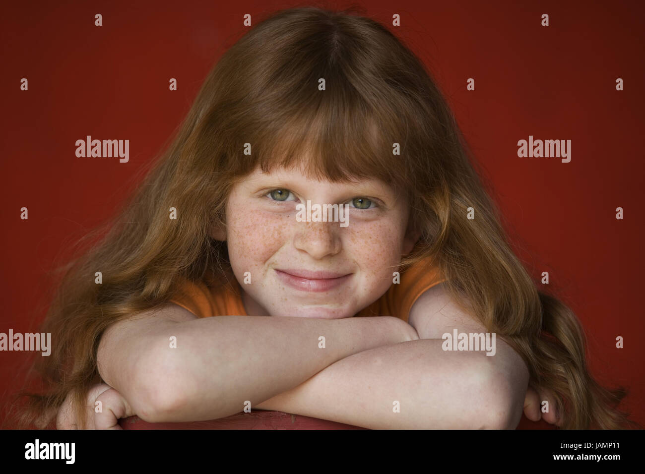 Girls freckles smile portrait model hi-res stock photography and images ...