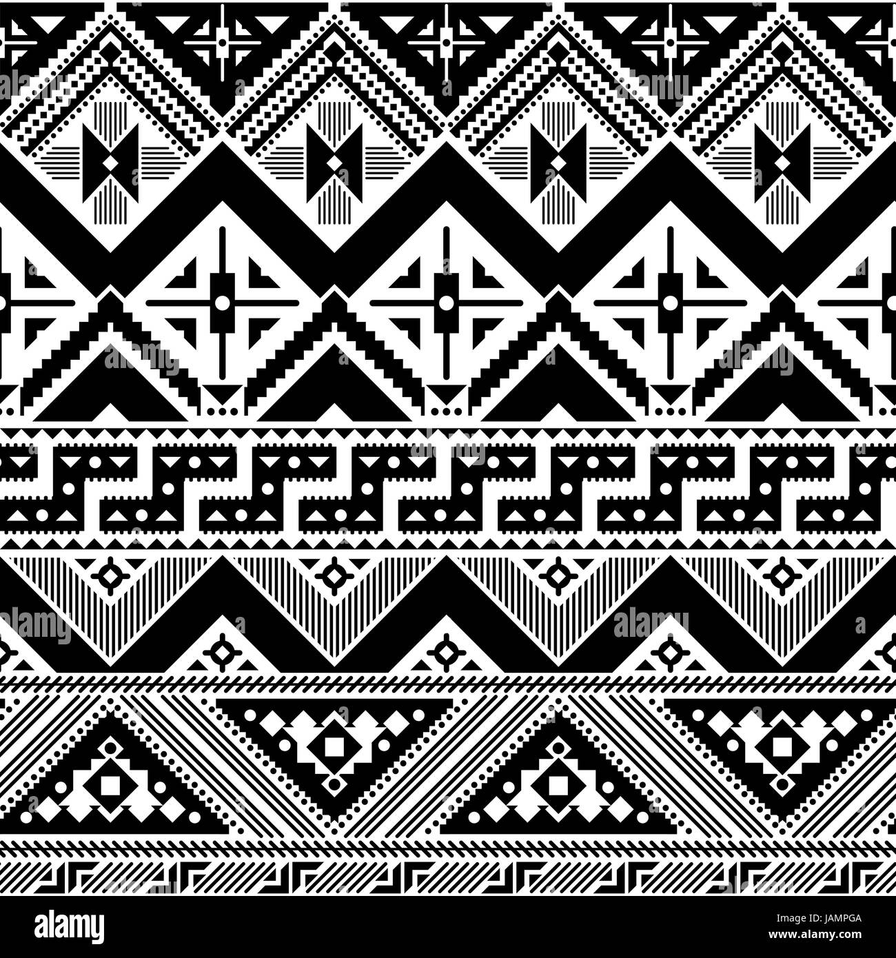 Geometric seamless pattern ethnic Black and White Stock Photos & Images ...