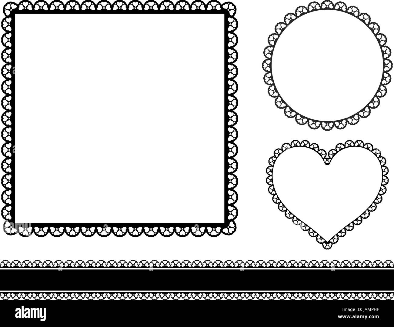 set of frames with hearts isolated on white background Stock Vector ...