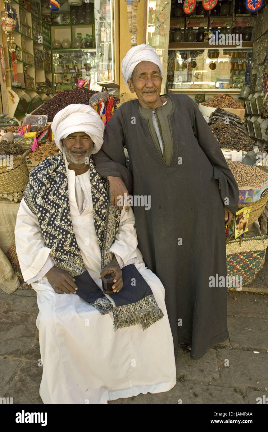Egypt,Aswan,Souk,men,smile,happily,loading,food, Stock Photo