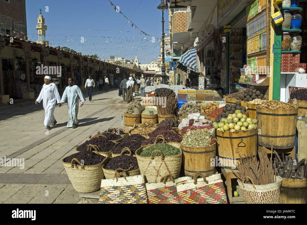 Egypt,Aswan,Souk,shops,passers-by, Stock Photo