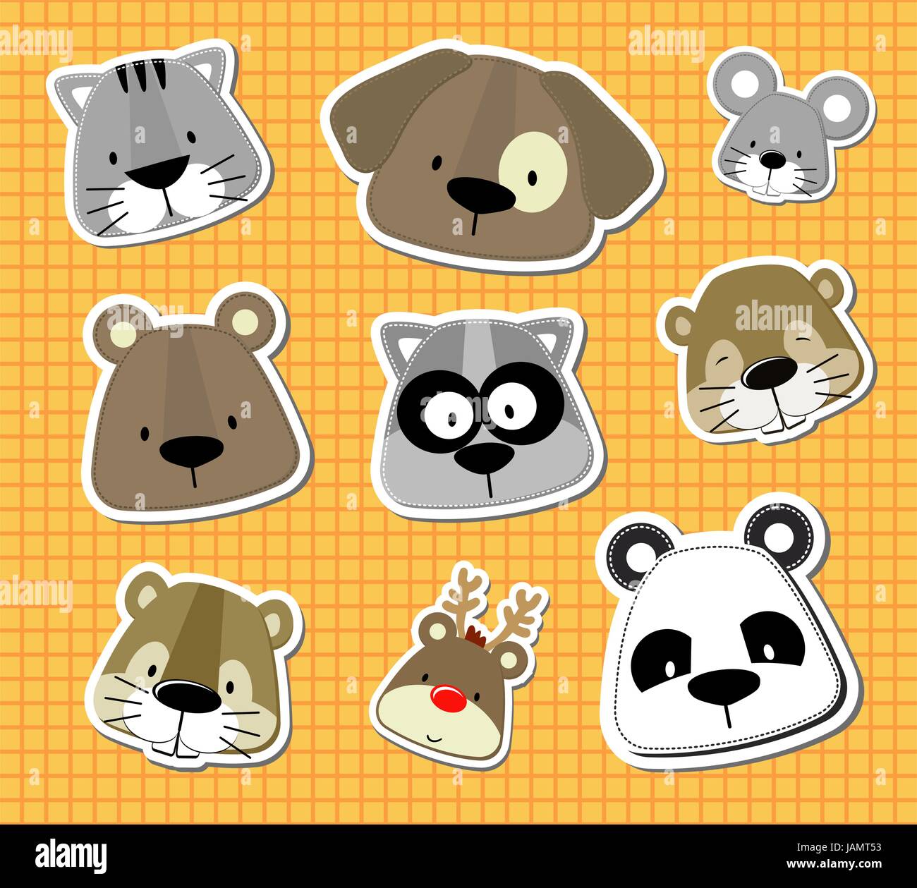 Set Of Cute Baby Animals Heads Looks Like Stickers In Vector Format Very Easy To Edit Individual Objects Stock Vector Image Art Alamy