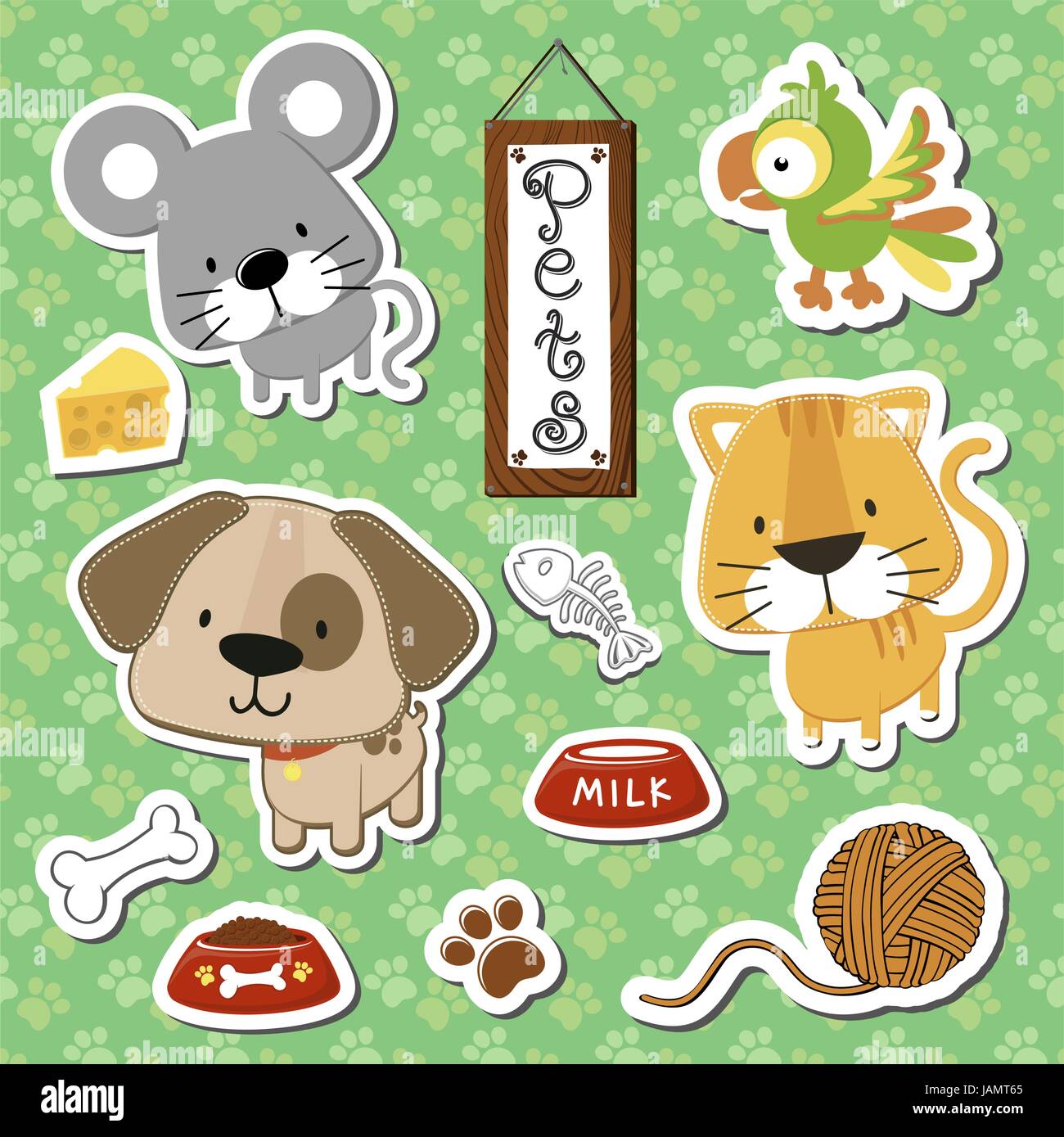 Set Of Cute Baby Animals Stickers On Seamless Pattern Background In Vector Format Very Easy To Edit Individual Objects Stock Vector Image Art Alamy