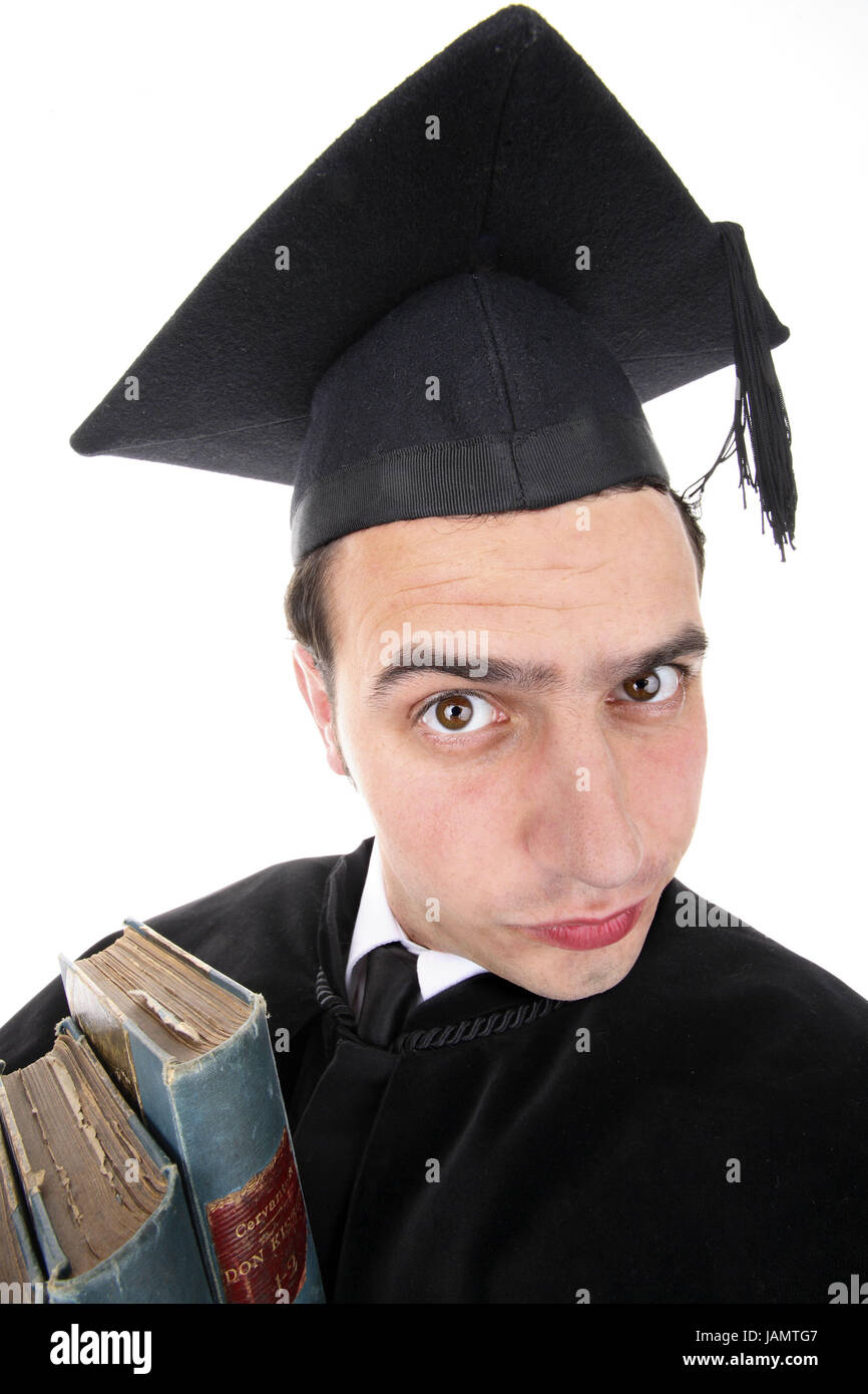 Student,doctoral cap,cassock,books hold,disbelieving,observe,half portrait,only,conclusion,graduate,education,education,view camera,college student,success,ambition,interrogatorily,copy square,college,university graduate,intelligence,young,headgear,cap,Mortarboard,learn,reading,literature,man,person,facial play,pessimistically,do a doctorate,court dress,study,strictly,study,student,studio,uncertainly,undecided,knowledge,thirst for knowledge,dissatisfied,future,doubt, Stock Photo