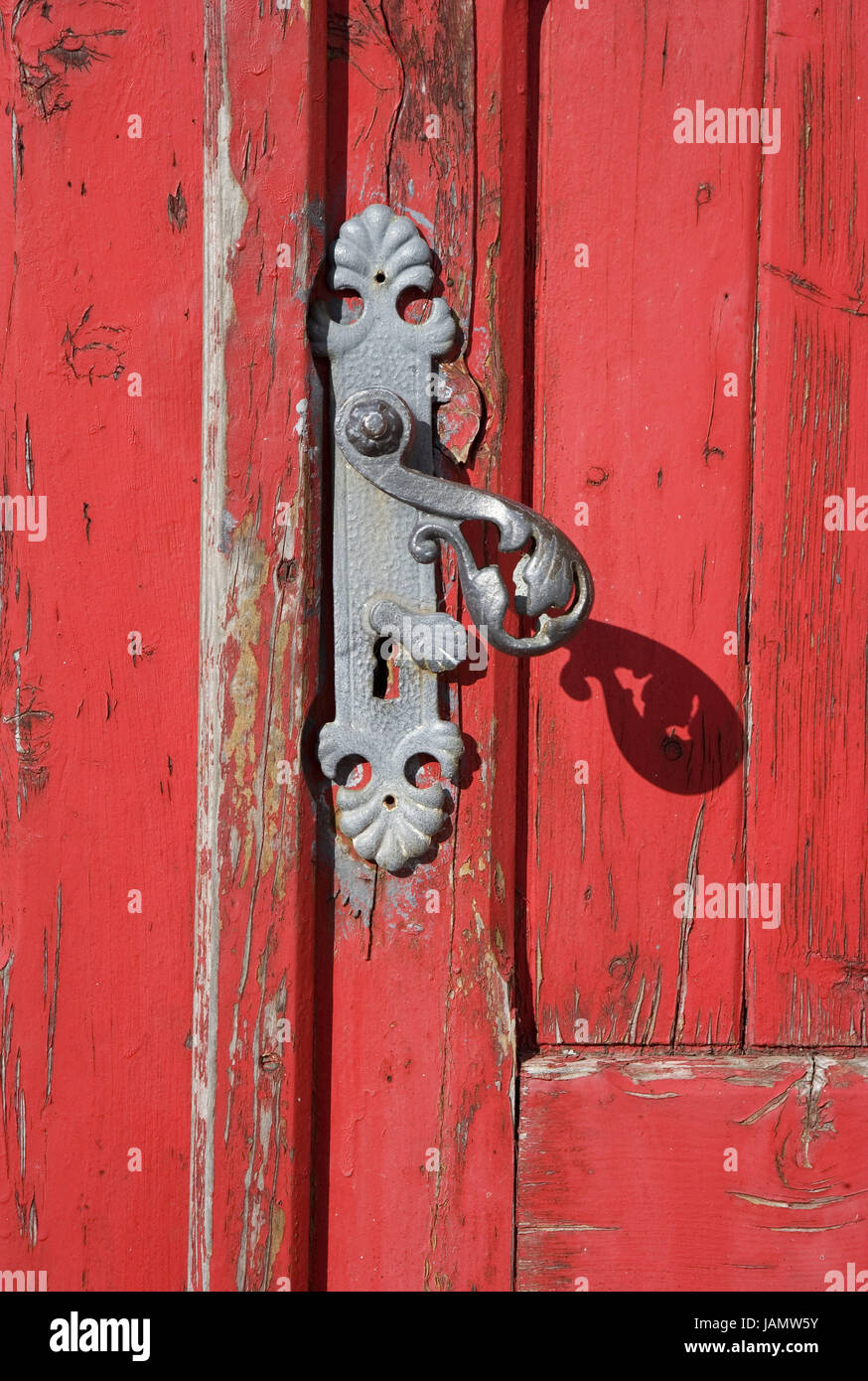 House Door Red Weather Beaten Close Up Building Old