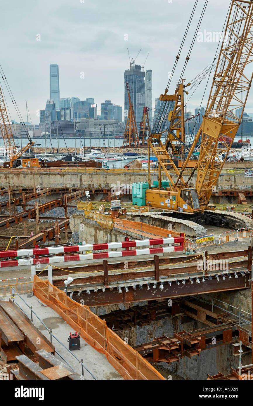 Construction of new motorway tunnel, Causeway Bay, Hong Kong, China Stock Photo