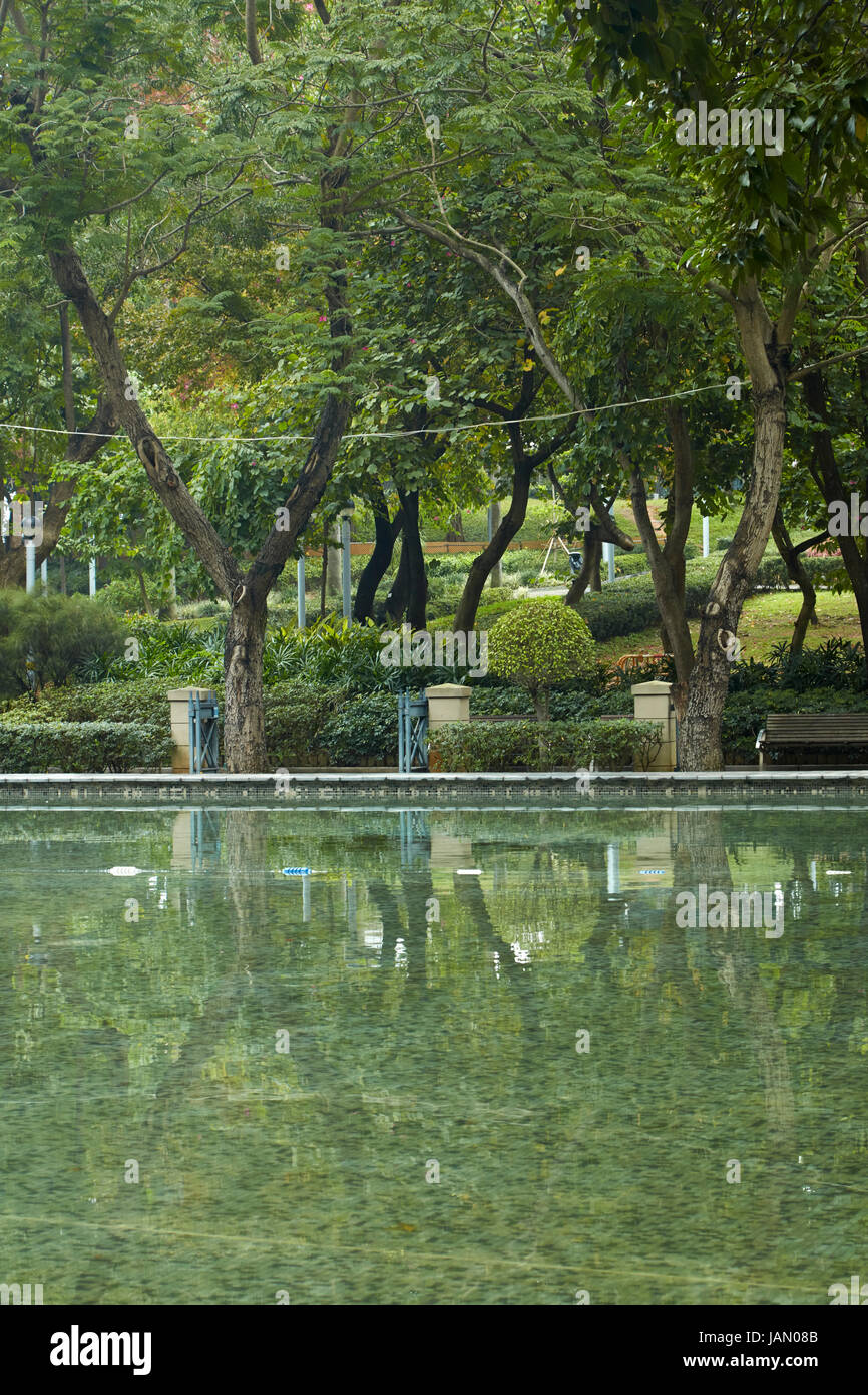 Pond, Victoria Park, Causeway Bay, Hong Kong, China Stock Photo