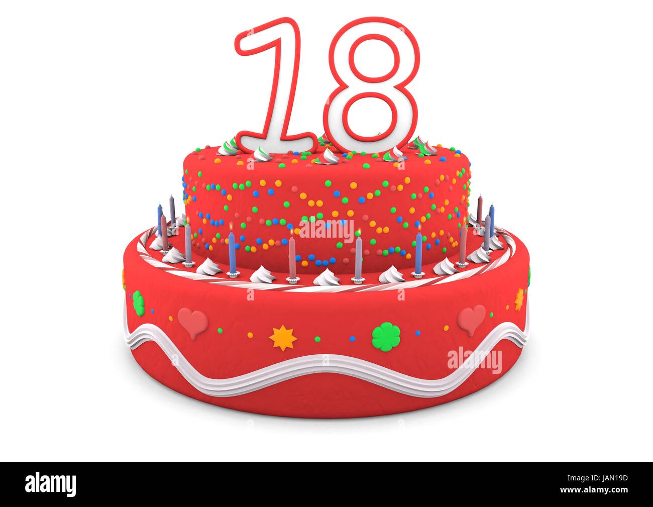 Birthday cake candles number eighteen Imágenes recortadas de stock - Alamy